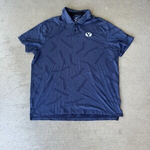 Nike Men's BYU Cougars Dri-FIT Polo Shirt Blue Size XL Short Sleeve Golf Logo